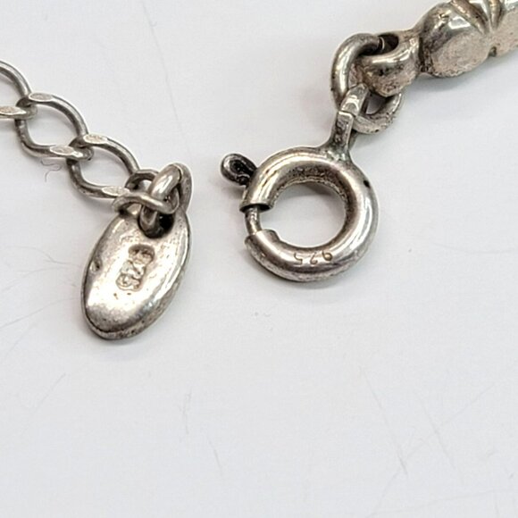 Vintage Sterling Silver Snake Dangle Bead Slide Chain 925 16.5"+Extender CT27 - Picture 7 of 8